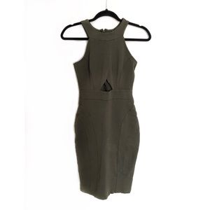 Windsor Olive Green Cutout Bodycon Midi Dress